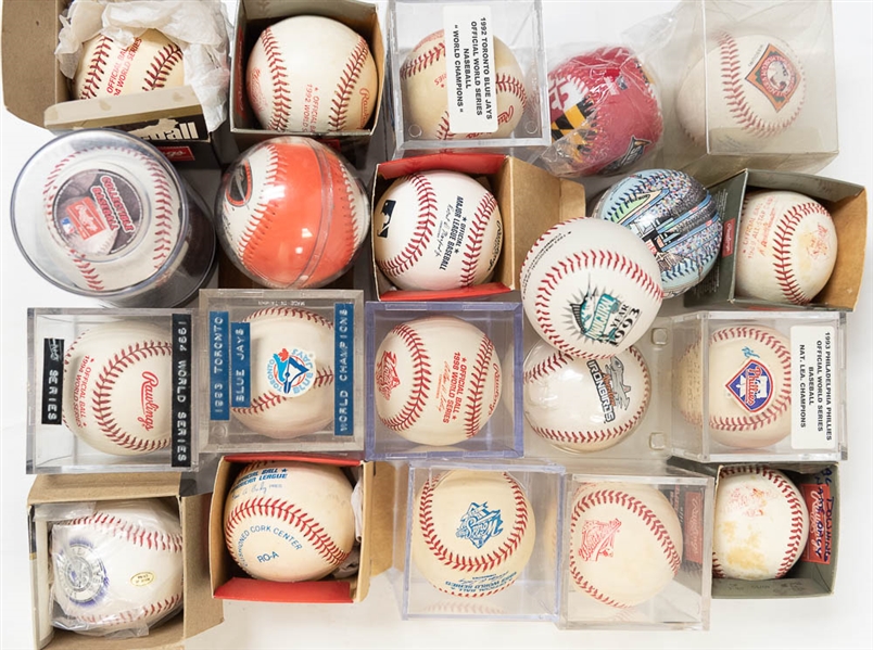Lot of 21 World Series & Commemorative Baseballs