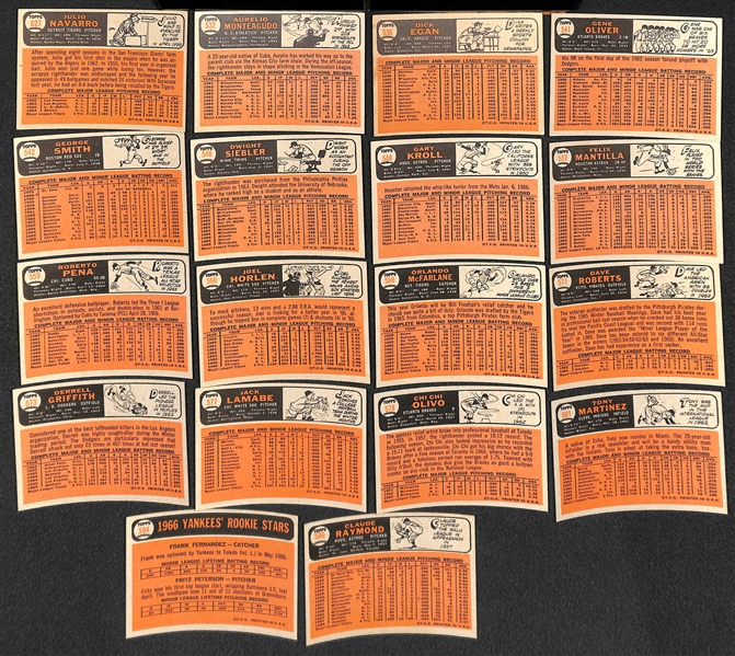 Lot of 18 1966 Topps Baseball High Number Cards w. Fritz Peterson RC