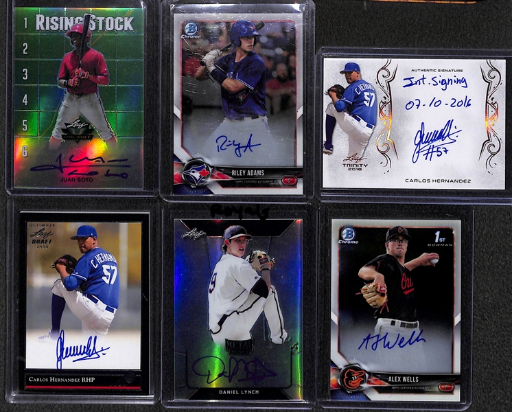 Lot of 6 Baseball Prospects Autograph Cards w. Juan Soto