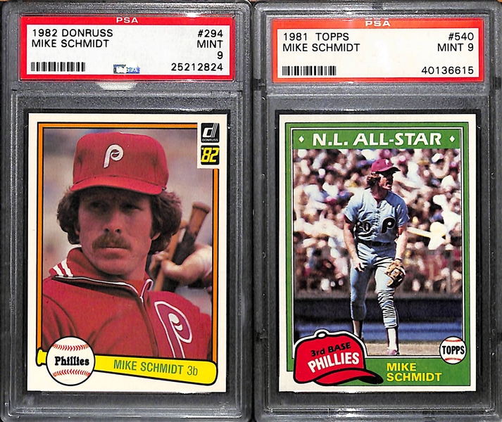 Lot of 8 Phillies PSA Graded Cards w. Mike Schmidt