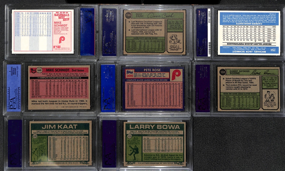 Lot of 8 Phillies PSA Graded Cards w. Mike Schmidt