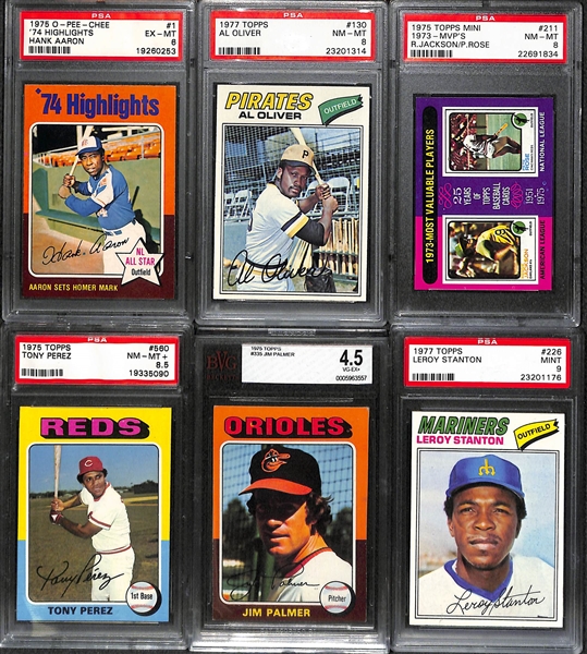 Lot of 17 Baseball Graded Cards From 1970's w. Hank Aaron