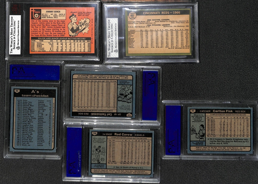 Lot of 12 Baseball Graded Cards 1967-1980 w. Johnny Bench