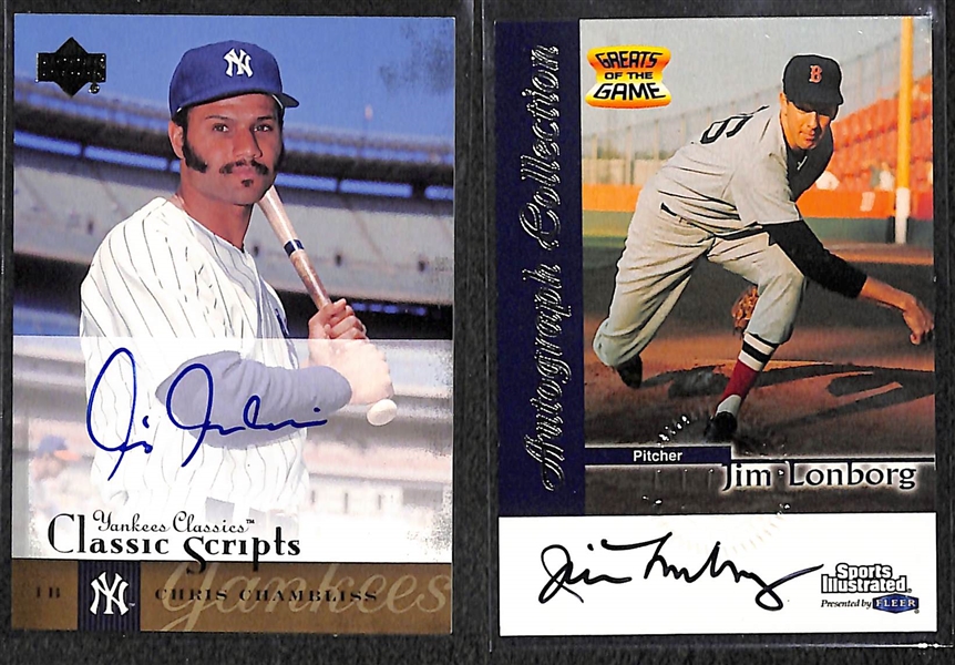 Lot of 45 Baseball Autograph Cards w. Chris Chambliss & Jim Longborg