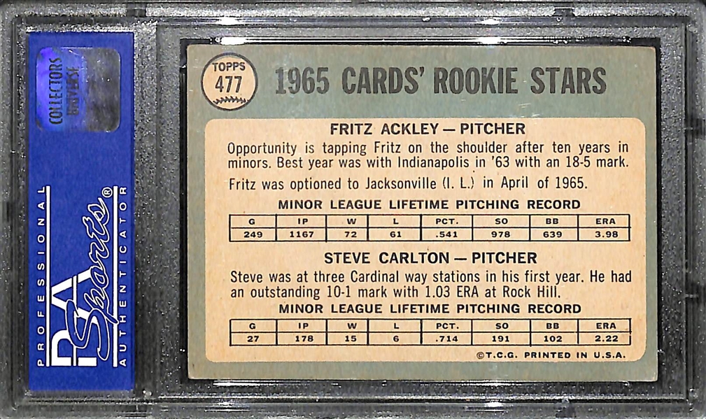 1965 Topps Steve Carlton Rookie Card Graded PSA 4 (VG-EX)