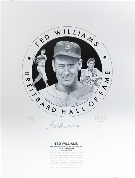 Ted Williams 19x25 Signed Limited Edition Sports Print 25/50 - JSA Auction Letter