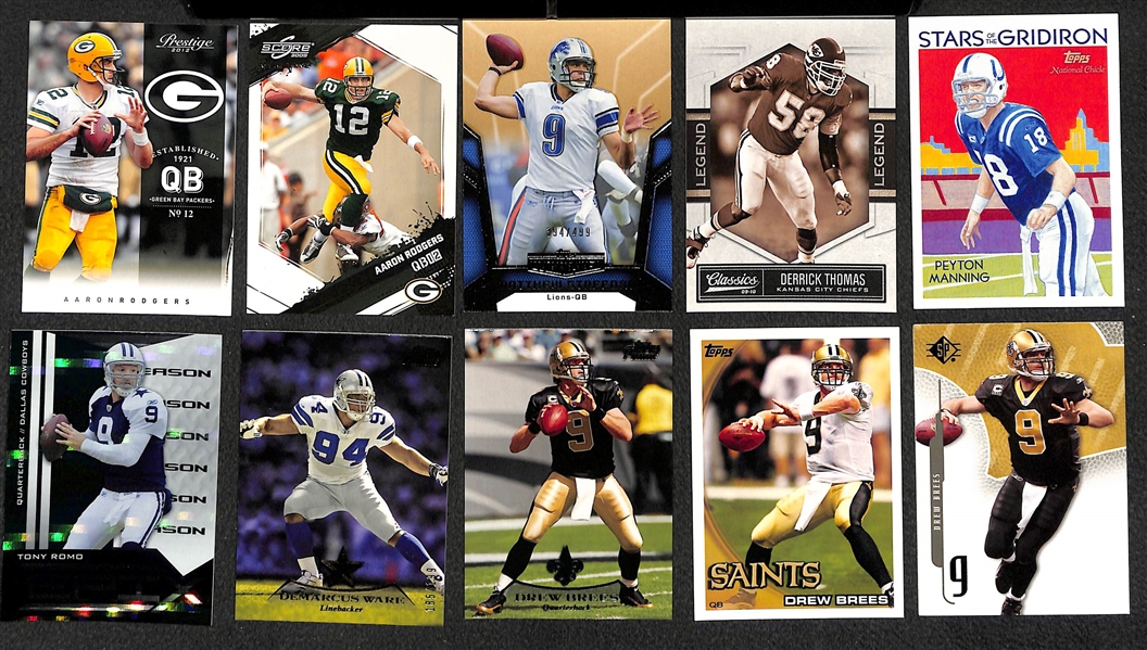3-Row Box of Football Cards inc. Rookies ( Lamar Jackson, Darnold, Kyler Murray, A. Donald, Carr, +), Stars (Tom Brady, A. Rodgers, W. Payton. +) - Mostly Past 12 Years