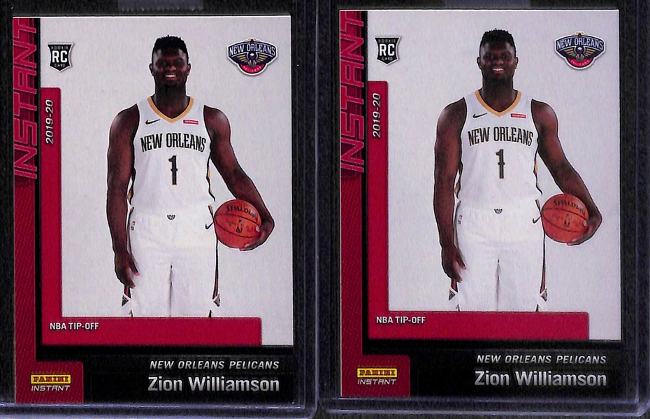 Lot of (4) Zion Williamson Panini Instant Rookie Cards (2019-20) - Each #ed to /1952