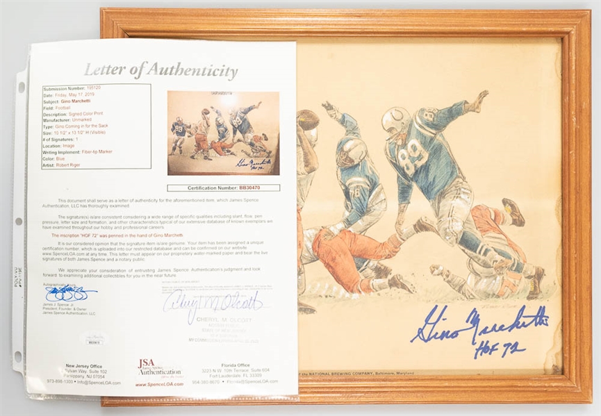 Lot of 3 Baltimore Colts Signed & Framed Photos w. Gino Marchetti - JSA