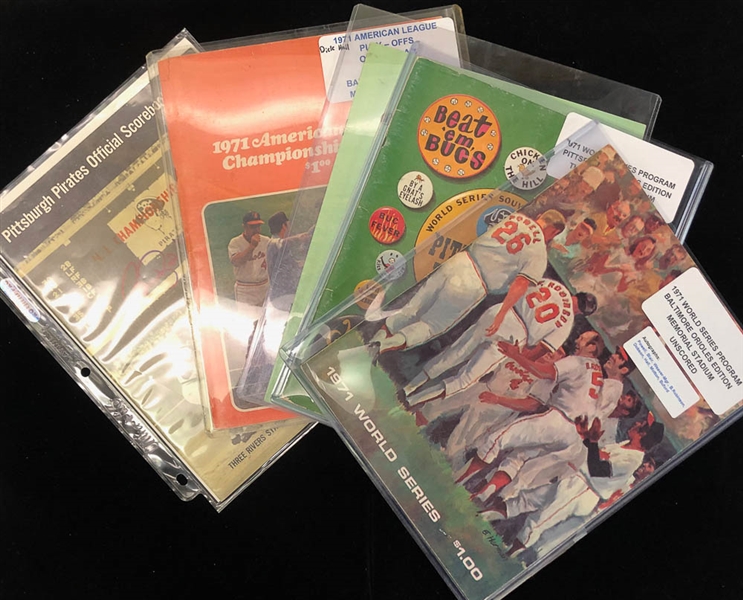 Lot of 5 Signed 1971 World Series and A.L & N.L Championship Programs w. Boog Powell, Paul Blair, more  - JSA Auction Letter