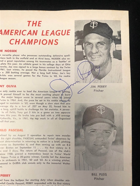 Lot of 5 Signed World Series & Championship Series Programs 1965-1969 - JSA Auction Letter