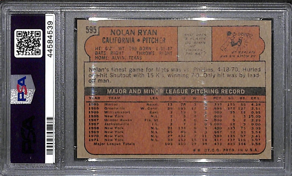1972 Topps Nolan Ryan #595 PSA 8