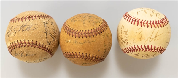 Lot of 3 Vintage Team Signed Baseballs 1966-1985 - JSA Auction Letter