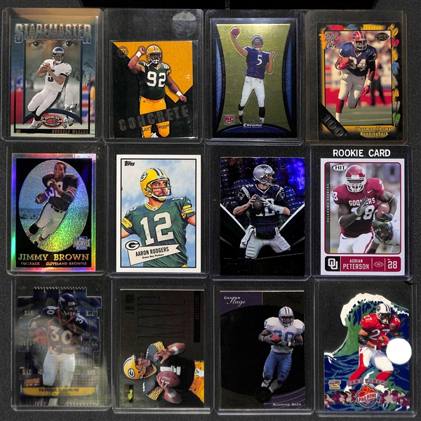 3-Row Box of Football Cards inc. Rookies (inc. JJ Watt, L. Bell, Gurley, Cousins), Stars (inc. Brady, Favre, P. Manning, A. Rodgers), Mostly Past 20 Years