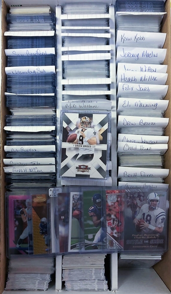 3-Row Box of Football Cards inc. Rookies (inc. Gurley, Cousins, Bettis, Darnold), Stars (inc. Mahomes #ed/49, Brady, Elway, Marino, Montana, A. Rodgers), Mostly Past 20 Years
