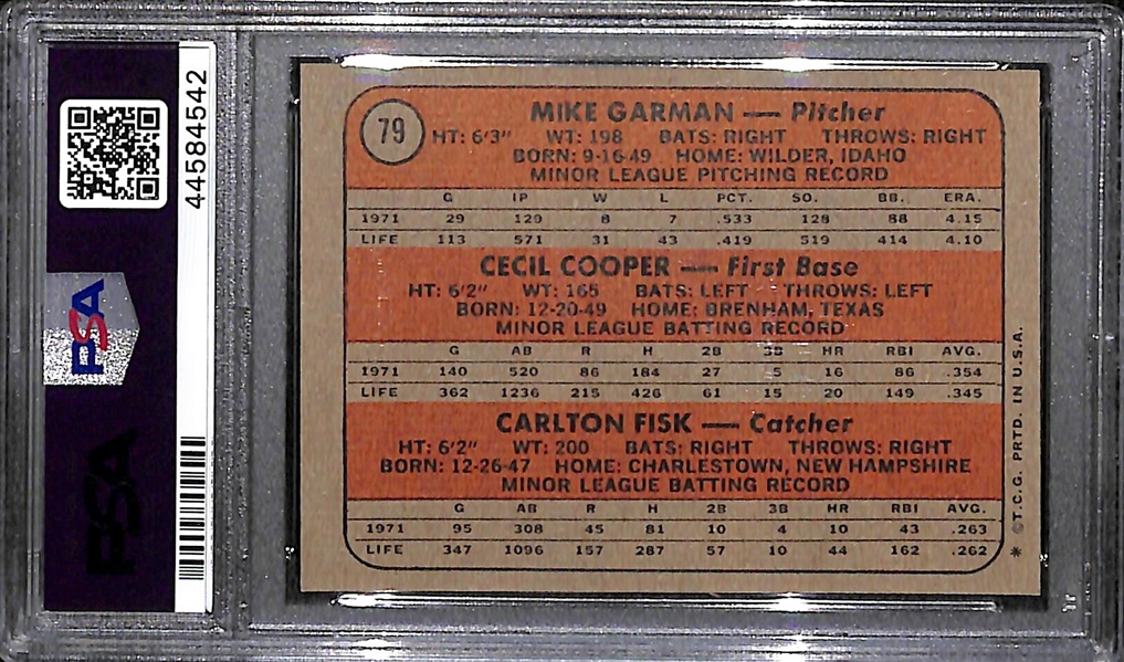 1972 Topps Carlton Fisk Rookie #79 PSA 8