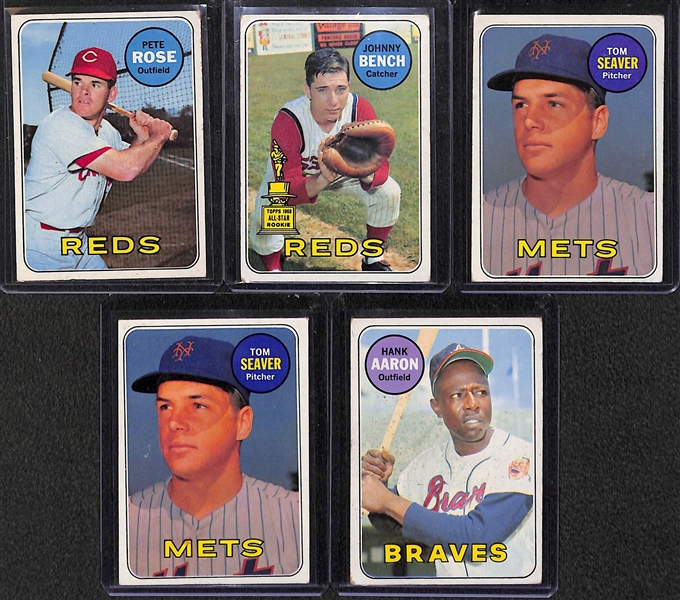 Lot of 700+ Assorted 1969 Topps Baseball Cards w. Pete Rose