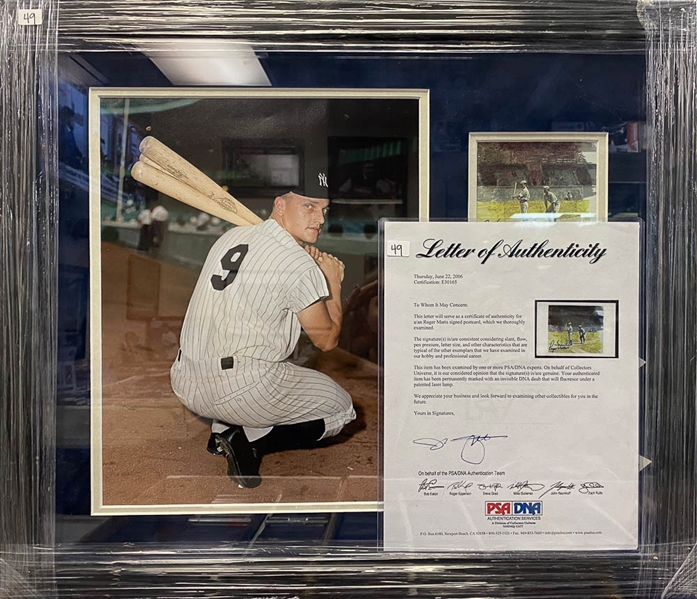 Beautifully Matted/Framed Roger Maris Autographed Display (23x20) - JSA LOA