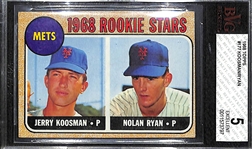 1968 Topps Nolan Ryan / Jerry Koosman #177 Rookie Graded BVG 5 (EX) 