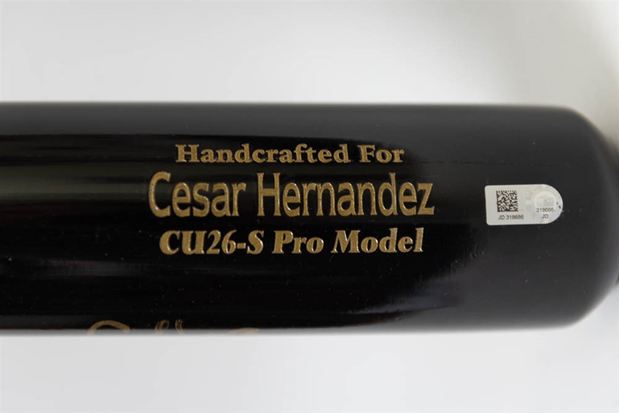 Cesar Hernandez Signed Game Model Marucci Baseball Bat - MLB COA