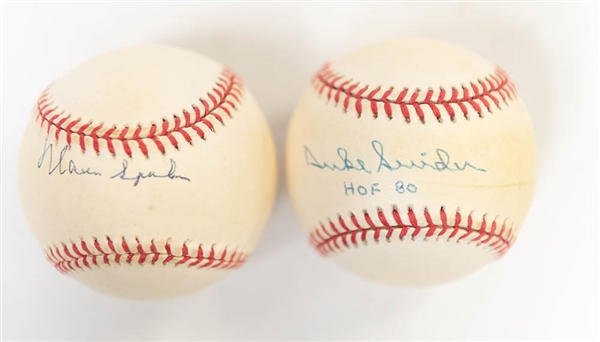 Duke Snider and Warren Spahn Signed ONL Baseballs - JSA Auction Letter