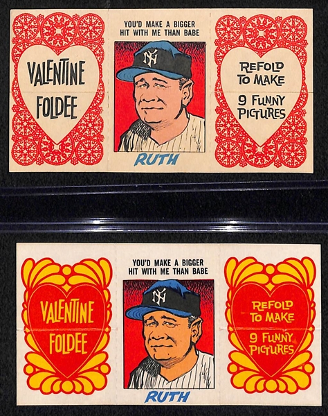 Lot of (2) Babe Ruth Valentine Foldees (1963 and 1970 versions)
