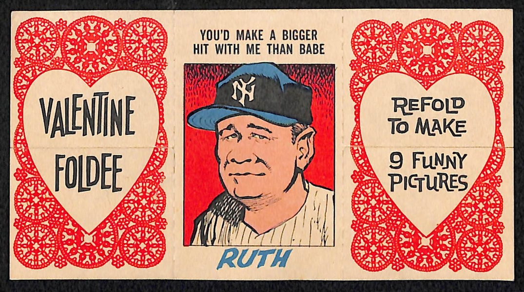 Lot of (2) Babe Ruth Valentine Foldees (1963 and 1970 versions)