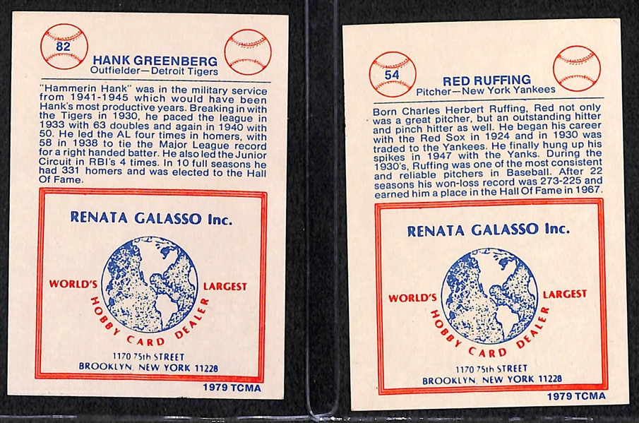 1979 TCMA Renata Galasso Cards Signed by Hank Greenberg & Red Ruffing  - JSA Auction Letter