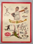 1947 15"x20" Louisville Slugger Ted Williams Original Countertop Advertising Display (Stand on Back Never Opened, 6 Pinholes Around Edges)