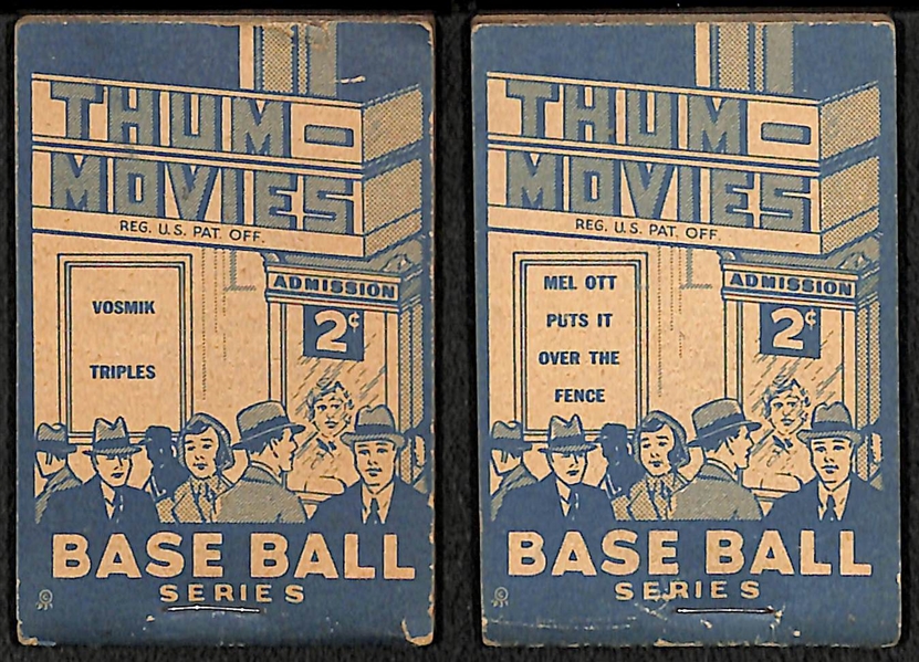 (2) 1937 Goudey R-342 Thum Movies - Mel Ott (#3) and Joe Vosnick (#2)