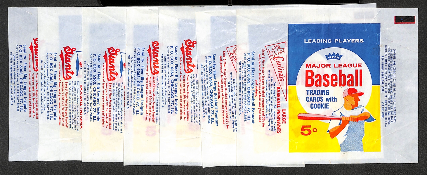 Lot of (7) 1963 Fleer Baseball Wax Pack Wrappers