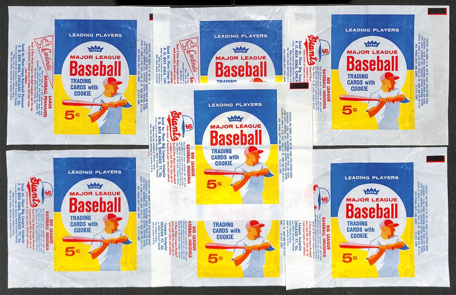 Lot of (7) 1963 Fleer Baseball Wax Pack Wrappers