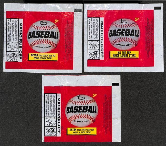 Lot of (3) 1966 Topps Baseball Wax Pack Wrappers