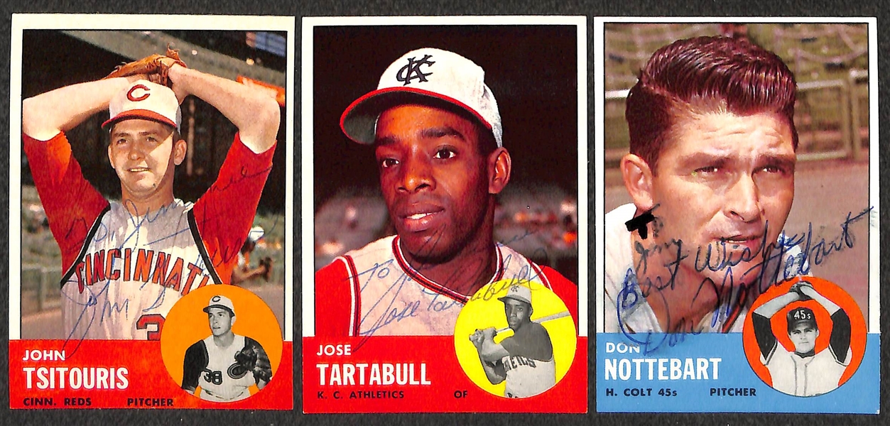 Lot of (14) Signed 1963 Topps Cards Inc. Curt Simmons, (1) Tom Tresh, and Frank Thomas - JSA Auction Letter