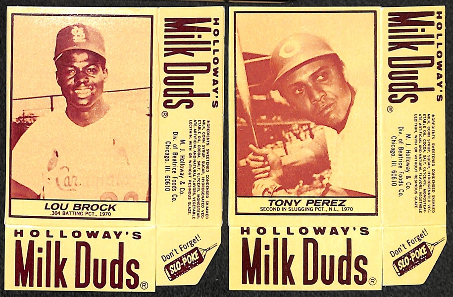 Lot of (5) HOF 1971 Milk Duds Panels (Partial Boxes) - Seaver, Brock, Perez, McCovey, Torre