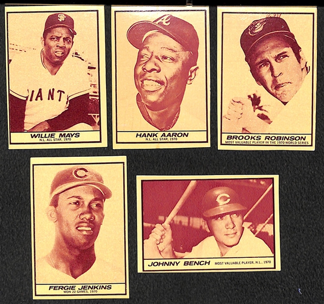 Lot of (5) HOF 1971 Milk Duds Cards - Mays, Aaron, Bench, Jenkins, B. Robinson