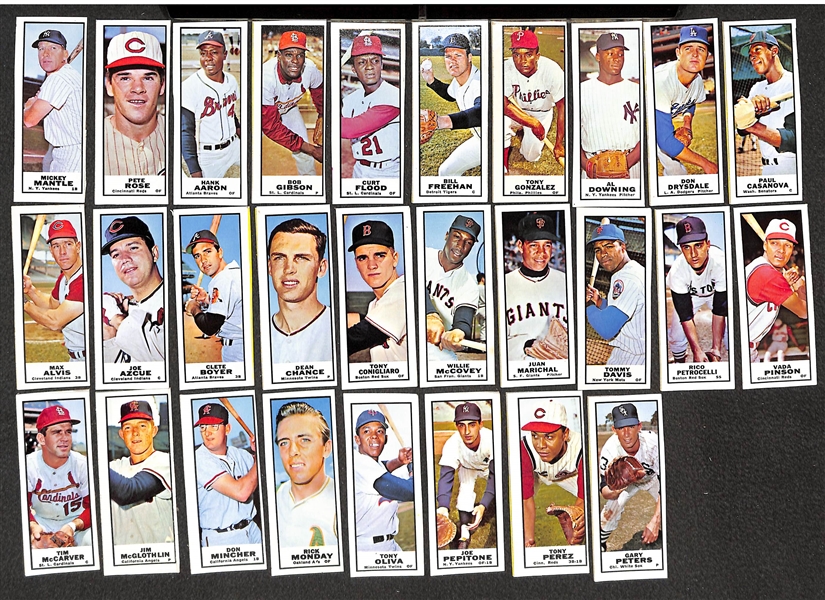 Lot of (28) 1968 Bazooka Baseball Cards w/ Mantle, Rose, Aaron, Gibson