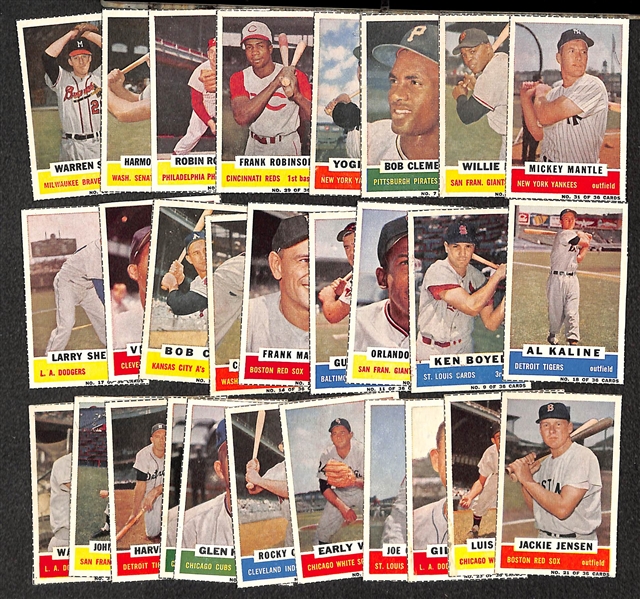 Lot of (28) 1960 Bazooka Cards w/ Mantle, Clemente, Mays, Berra (Writing on Back)