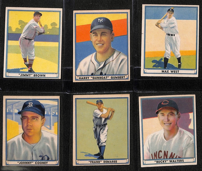 High-Quality 6-card 1941 Playball Lot (Jimmy Brown, Harry Gumbert, Max West, Johnny Cooney, Frank Demaree, Bucky Walters)