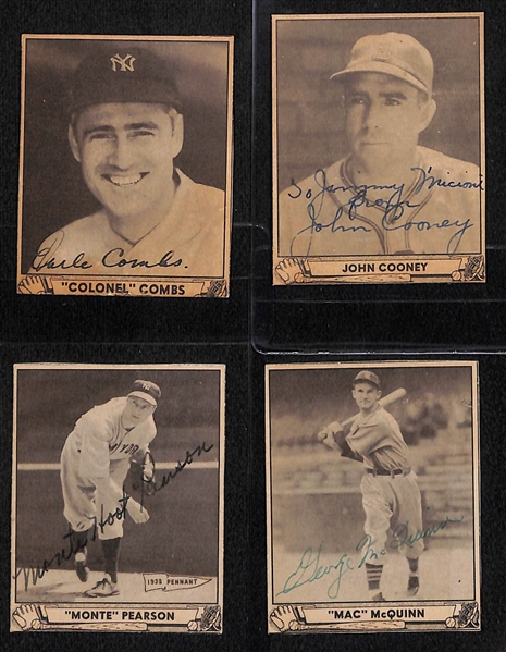Lot of (4) Signed (Personalized) 1940 Playball Cards (Combs, Cooney, Pearson, McQuinn)