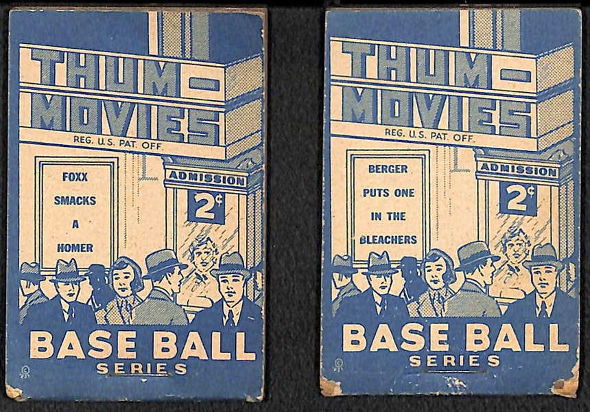 (2) 1937 Goudey R-342 Thum Movies - Jimmie Foxx (#12) and Wally Berger (#13)