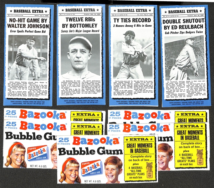Lot of (12) 1969 Bazooka Baseball Extra Panels w/ 3 Babe Ruth Cards (Pencil Writing on Back) 