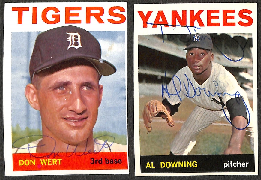 Lot of (10) Signed 1964 Topps Cards Inc. Elston Howard (rare), Hank Bauer, Pete Ward, (2) Don Wert, Al Downing, Jake Gibbs RC - JSA Auction Letter
