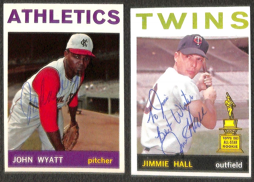 Lot of (10) Signed 1964 Topps Cards Inc. Elston Howard (rare), Hank Bauer, Pete Ward, (2) Don Wert, Al Downing, Jake Gibbs RC - JSA Auction Letter