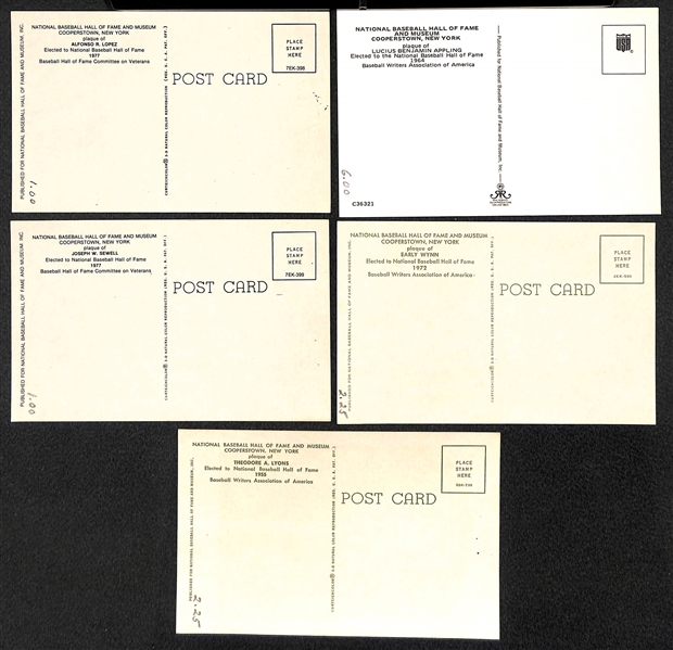 Lot of (5) Signed HOF Plaque Cards (Lopez, Appling, Sewell, Wynn, Lyons) w/ JSA Auction Letter