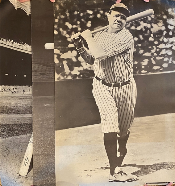 Lot of (3) Large 1960s JWK Posters (Babe Ruth, Joe DiMaggio, Mickey Mantle)