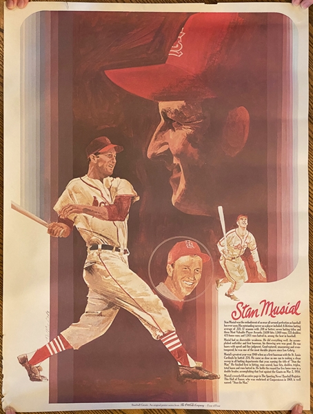 Lot of (4) Coca Cola 1970s Baseball Greats Posters - Babe Ruth, Willie Mays, Stan Musial, and Casey Stengel