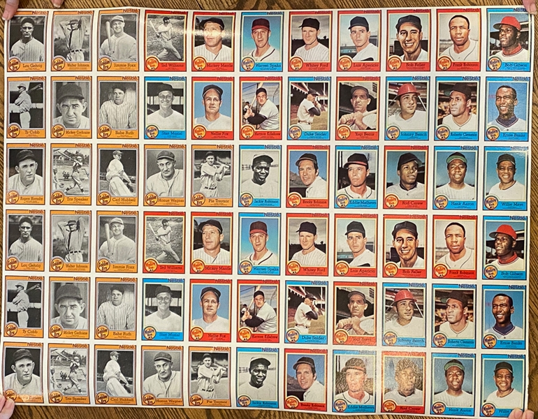 Lot of (4) Uncut Baseball Card Sheets - Inc. (2) 1981 Topps, (1) 1982 Topps, and (1) 1987 Nestle HOFers