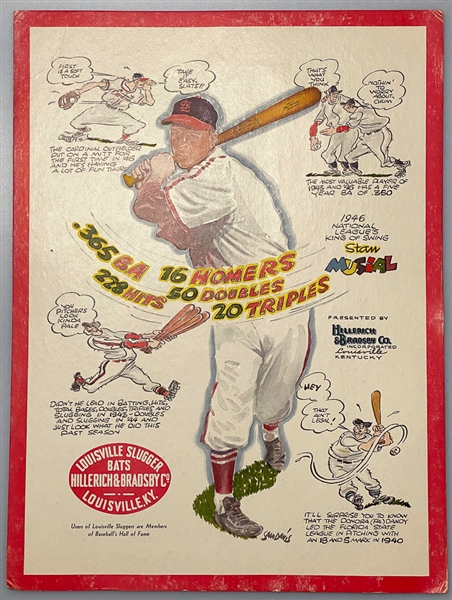 Lot Detail - 1947 15x20 Louisville Slugger Stan Musial Original  Countertop Advertising Display (Stand on Back Never Opened, 6 Pinholes  Around Edges)