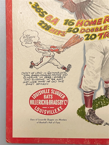 1947 15x20 Louisville Slugger Stan Musial Original Countertop Advertising Display (Stand on Back Never Opened, 6 Pinholes Around Edges)